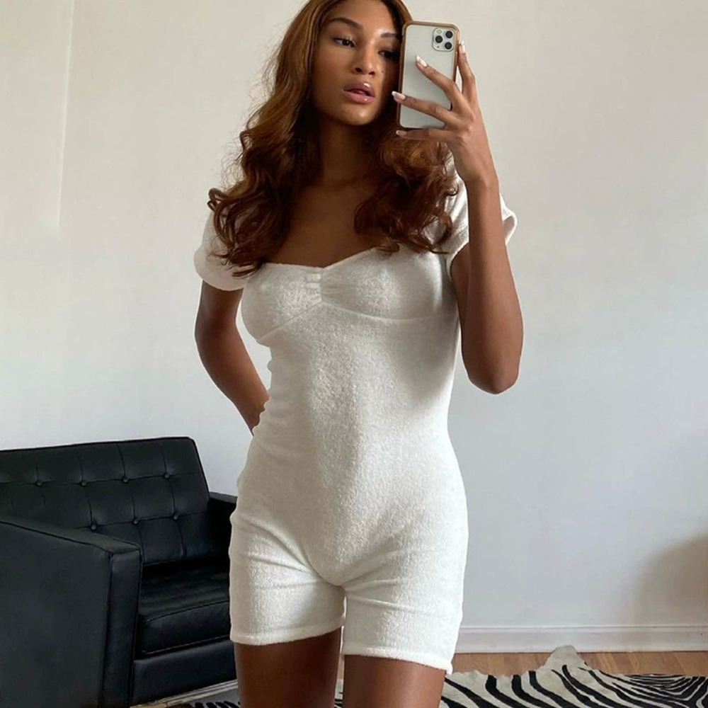 H&M Womens Sexy Backless Short Sleeve Bodysuit Spring Summer Basic Crop Top